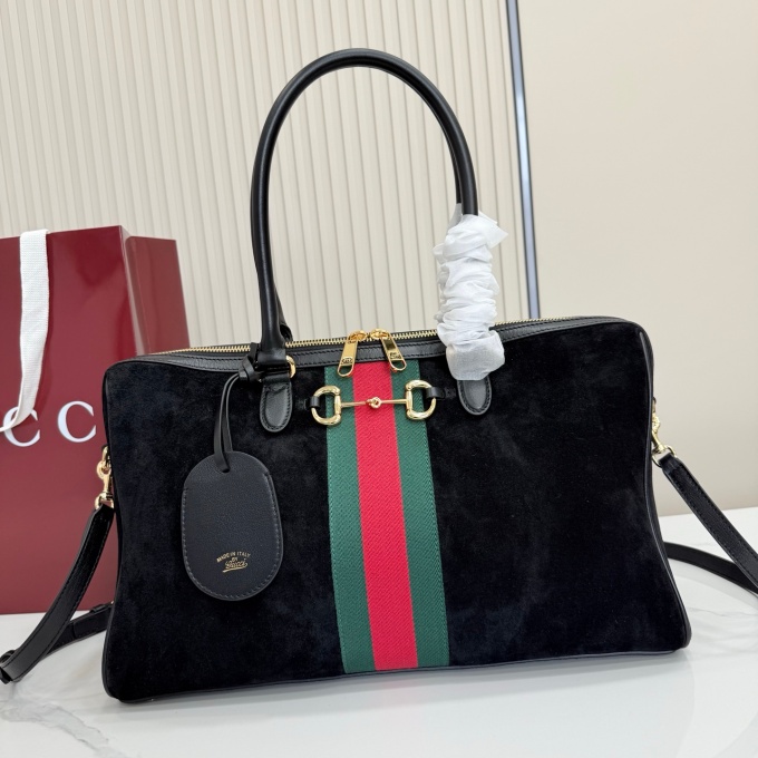 gucci borsetto large smooth leather horsebit web stripe hand crossbody boston bag #866734
